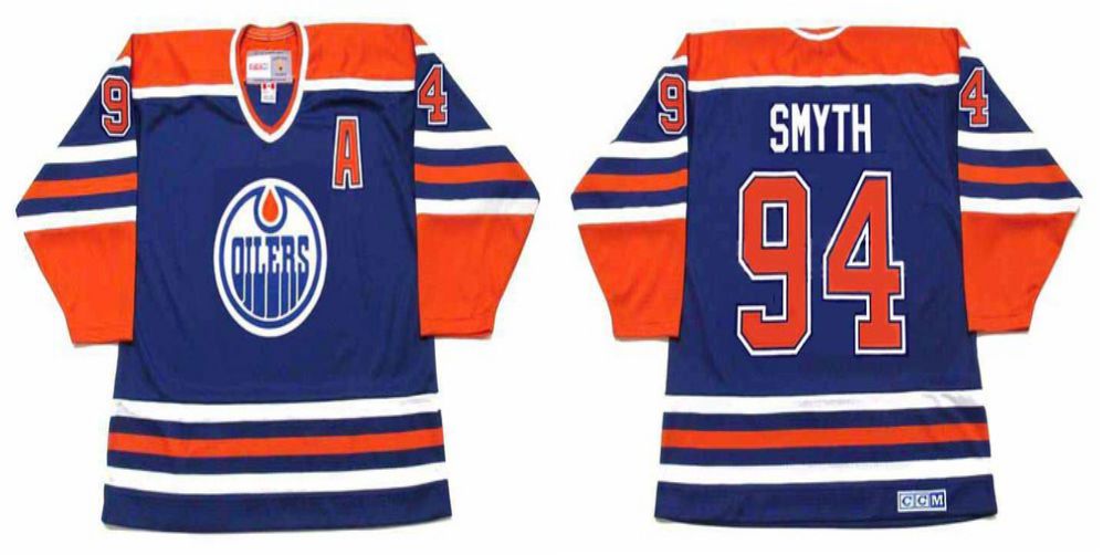 2019 Men Edmonton Oilers #94 Smyth Blue CCM NHL jerseys